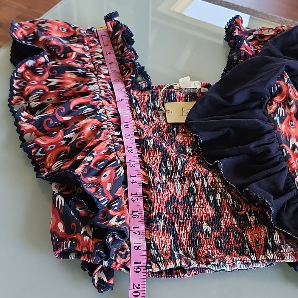 Anthropologie Let Me Be Smocked Crop Top Boho Retro 70's Size M - Picture 15 of 15